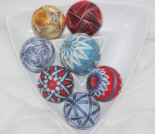 7 Temari Balls by Wilma Simmons